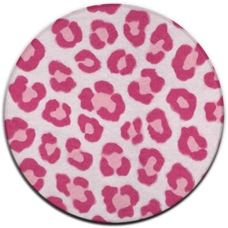 Fashion Round Area Rug Large Non Slip Carpet Unisex Home Decor Mat Pink Leopard Print