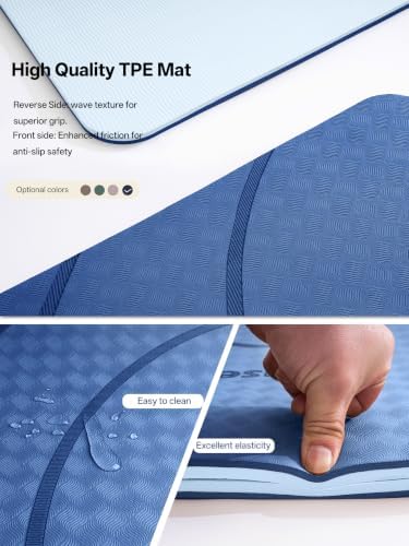 EaseUp Large Yoga Mat 73x35.5x0.4",10mm Thick Non-Slip for Home Workout