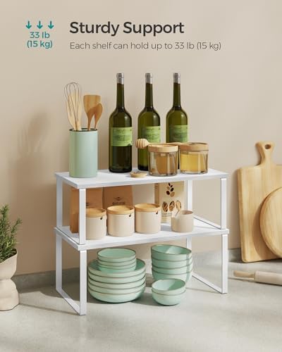 SONGMICS Cabinet Organizer Shelf, Set of 2 Spice Rack, Kitchen Storage