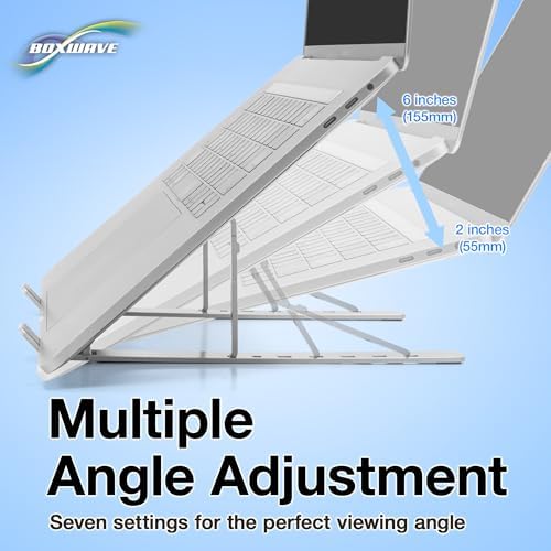 BoxWave Stand and Mount Compatible with Framework Laptop 12 - Compact QuickSwitch Stand, Portable Multi Angle Viewing Foldable Riser - Metallic Silver