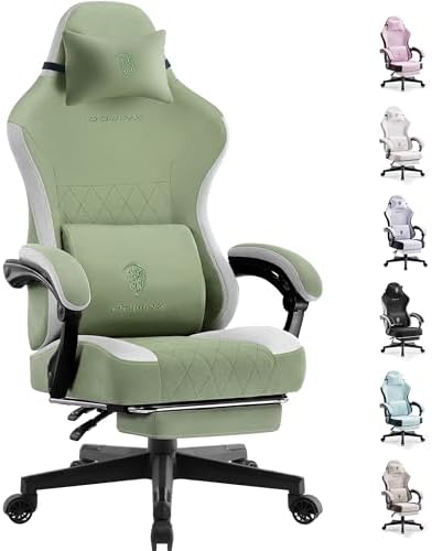 Dowinx Gaming Chair with Footrest, Ergonomic Desk Chair, Green