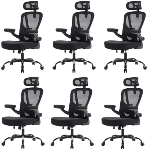Ergonomic Office Chair, Mesh Office Desk Chair, Black, 6 Pack