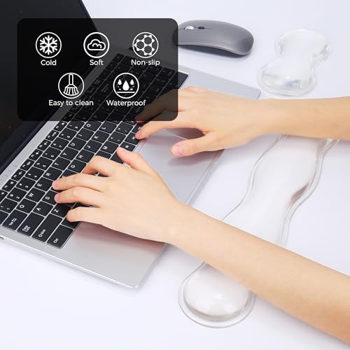Gel Wrist Rest for Keyboard and Mouse, Wrist Rest for Keyboard, Mouse Wrist Support, Pain Relief, Cool Touch, Non-Skid, Wrist pad