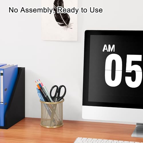 EasyPAG Pencil Holder for Desk, 2 Pack Metal Pen Organizer, Mesh Pencil Cup Organizer for Home, Office, Classroom, School,Gold