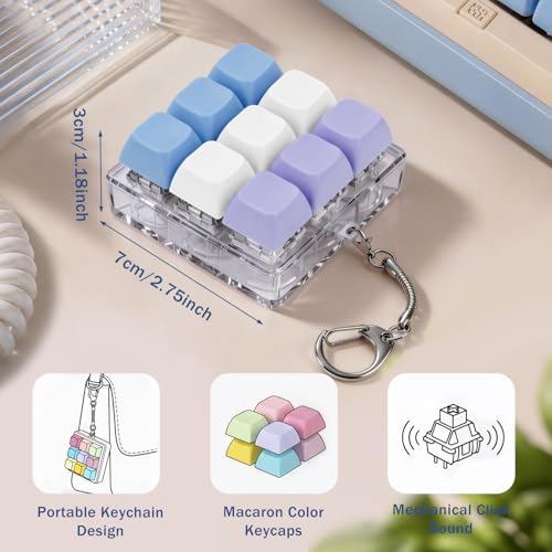 Keyboard Fidget Toy, Creamy Fidget Clicker Keyboard Fidget Keychain, Button Fidget Gifts for Adults, Boost Focus & Ease Anxiety Anywhere — Perfect Stress-Relief Gift (3×3 Grid Layout N)
