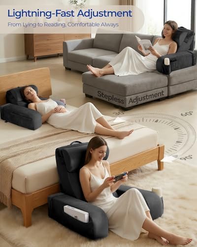 Kayfia Reading Pillow, 30-90° Stepless Adjust Angle Height, Medium, Black