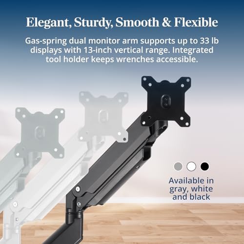 UPLIFT DESK Crestview Dual Monitor Arm - Gas Spring Monitor Mount with USB Ports, Fits 13-35” Inch Displays, VESA Compatible, Clamp or Grommet Mounting, Fits Standing Desks & Vertical Options (Black)