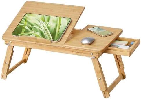 SONGMICS Bed Laptop Desk, Folding Bed Table Adjustable Angle and Height
