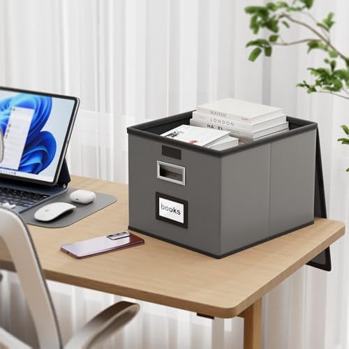 File Organizer Box with Lids, Collapsible File Folder Organizer