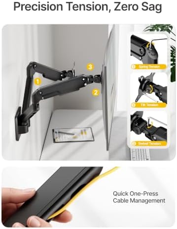 monTEK Dual Monitor Wall Mount, Wobble-Free Spring, 17–32" Full Motion