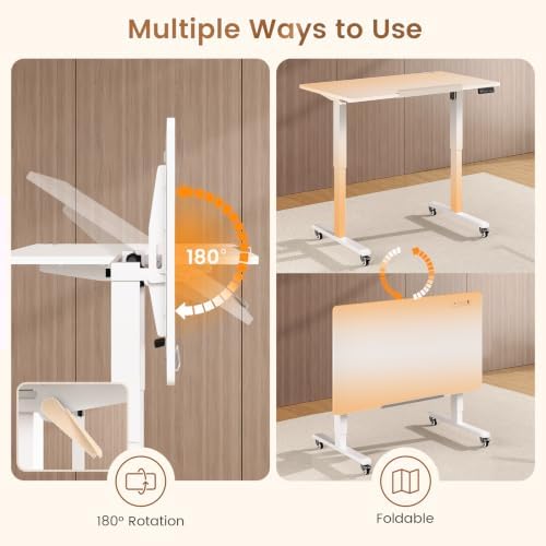 SEDETA 31.5 Inches Electric Standing Desk, 180° Tiltable Mobile Rising