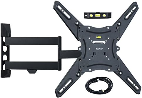 QualGear Qg-TM-021-Blk Universal Ultra Slim Low Profile Articulating Wall Mounting Kit for Most 23-Inch to 47-Inch and Some 55-Inch Led TVs, with 6ft HDMI V2.0 Cable, Black