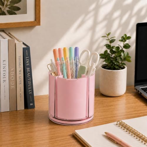 360° Rotating Pen Holder for Desk Adjustable Pencil Organizer, Pink
