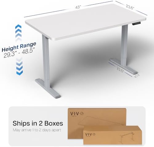 VIVO White 43 x 24 in Standing Desk, DESK-KIT-1G4W