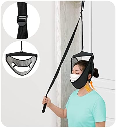 Cervical Neck Traction Device for Home Use Over The Door Hanger Unit Neck Stretcher Hammock for Pain Relief Spinal Decompression Devices Neck Sling Hanging Head Harness Physical Therapy for Men Women