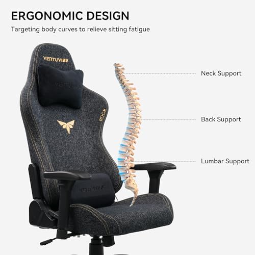 Gaming Chair 4D Adjustable Armrests - 170° Reclining & 320lb Capacity, High Back Ergonomic Computer Chair with Lumbar Support, Headrest & Lumbar Pillow