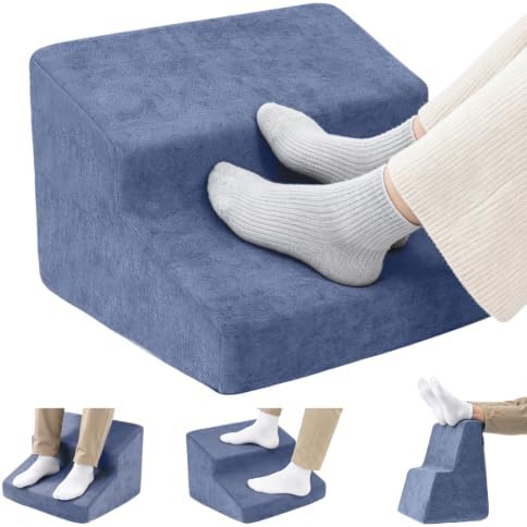 Foot Rest for Under Desk at Work, Ergonomic 2-Height Sponge Foot Stool for Office, Home, Sofa & Gaming Chair, Desk Accessories Footrest Cushion to Support Legs, Relax Ankles & Relieve Pain (B-Blue)