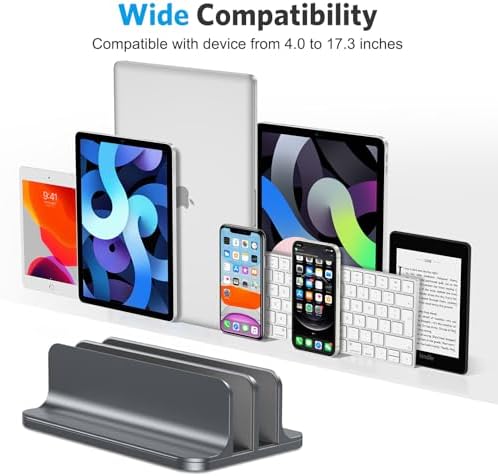 OMOTON Dual Vertical Desk Laptop Stand Holder, Fits MacBook Air/Pro, Grey
