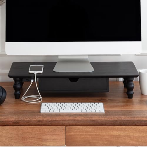 Anji Mountain Monitor Stand for Desk - Desktop Organizer & Laptop Riser, Ergonomic Monitor Riser, Space-Saving, Durable, Easy Assembly & Ideal for Home & Office,Black, 24-Inch, Pro Edition