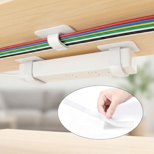 Cable Management Under Desk, 40 Pair Cord Organizer Straps(White)