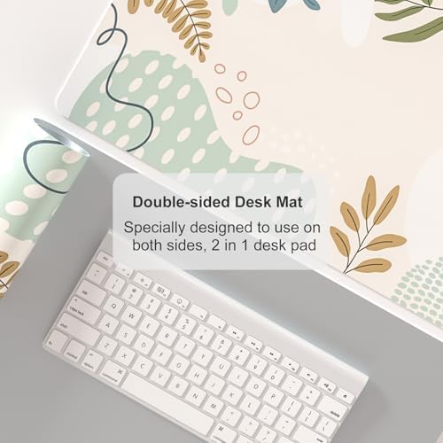 Faux Leather Large Mouse Pad, Office Desk Mat, 23.6"x13.8", Botanical