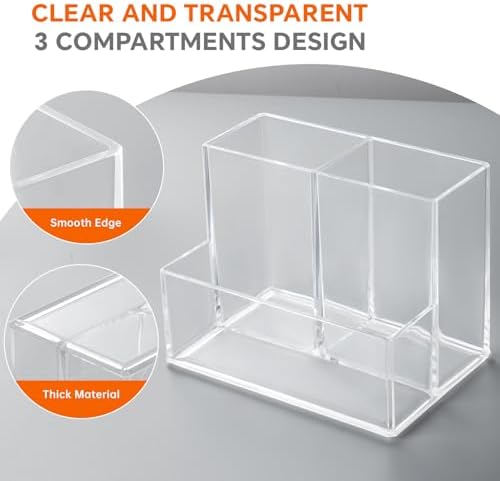 2 Pcs Acrylic Pen Holder for Desk, Pencil Holder for Home,Office