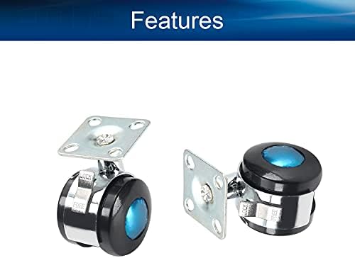 2pcs Swivel Caster Wheels Alloy Plate Mounted Caster Wheel for Office Chair 1.57inch Black Silver with Brake