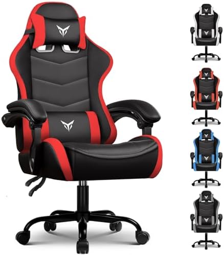 GTPLAYER Gaming Chair, Video Game Chairs Racing Style PC Game Chairs 350lbs for Adults - Padded High Back Ergonomic Reclining Silla Gamer, Linkage Armrest, Red