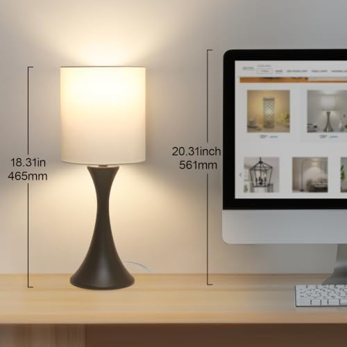 3 Way Touch Control Table Lamp, Dimmable Bedside Lamp, Nightstand Light