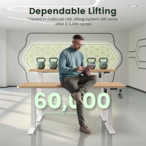 CubiCubi 55 x 24 Electric Height Adjustable Standing Desk, Maple