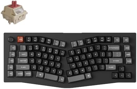 Keychron V10 Ultra 8K Wireless Mechanical Keyboard, 75% Alice Ergonomic Layout with Knob, 8000Hz 2.4GHz/USB-C Wired, Bluetooth 5.3, ZMK, Hot-Swappable Red Linear Switches for Mac, Windows & Linux