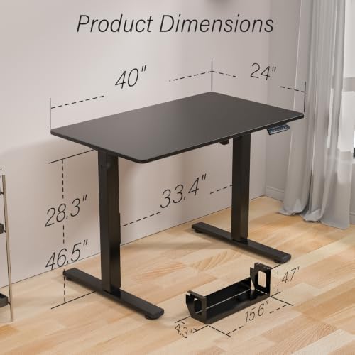 Kingant Standing Desk, 40x24 Inch Electric Height Adjustable Computer Desk