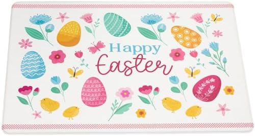 Northlight 29" Pastel Eggs and Chicks Happy Easter Kitchen Comfort Mat