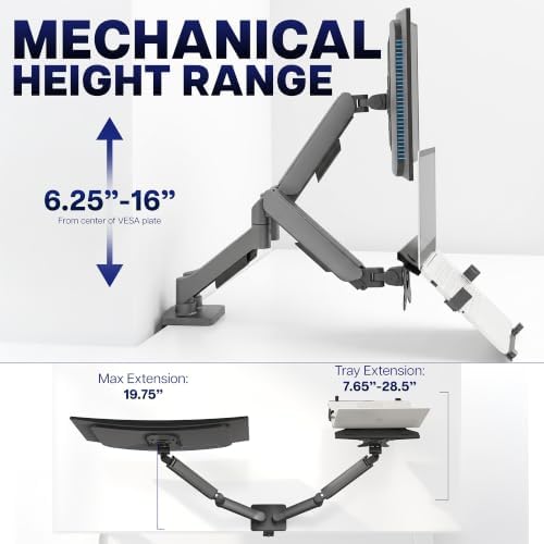 VIVO Universal Adjustable Monitor and Laptop Desk Mount, 17 to 32 inch Monitors, 10 to 15.6 inch Laptops, Dual Mechanical Arm VESA Notebook Stand with C-clamp and Grommet Options, Black, STAND-V002O-L