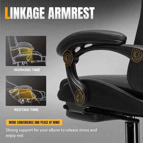GTPLAYER Gaming Chair with Pocket Spring Cushion, Leather Office Chair with Ergonomic High Back & Lumbar Support for Back Pain Relief, Computer Game Chair for Adults, Gray