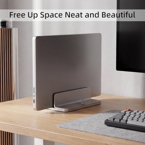 Aluminum Vertical Laptop Stand Holder, Adjustable Dock for MacBook