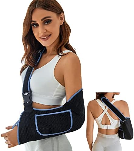 VISKONDA Arm Sling Shoulder Immobilizer - Rotator Cuff Support Brace - Comfortable Medical Sling for Shoulder Injury,Left and Right Arm,Men and Women,for Broken,Dislocated,Fracture,Strain (Black,Medium)