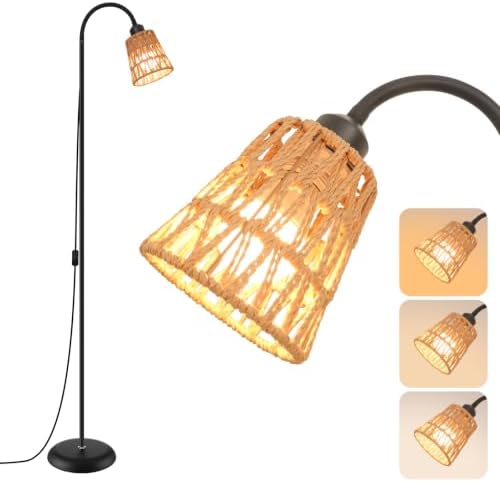Boho Black Floor Lamp for Living Room,Bulb Included