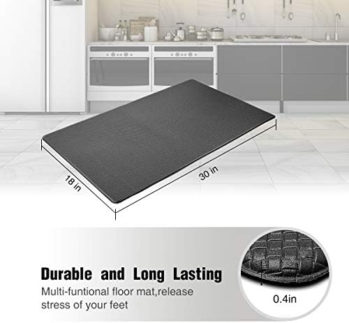 Anti-Fatigue Comfort Mat Non Slip Cushioned Kitchen, Gaming, Office, Standing Desk Mat 18x30 Inch Black