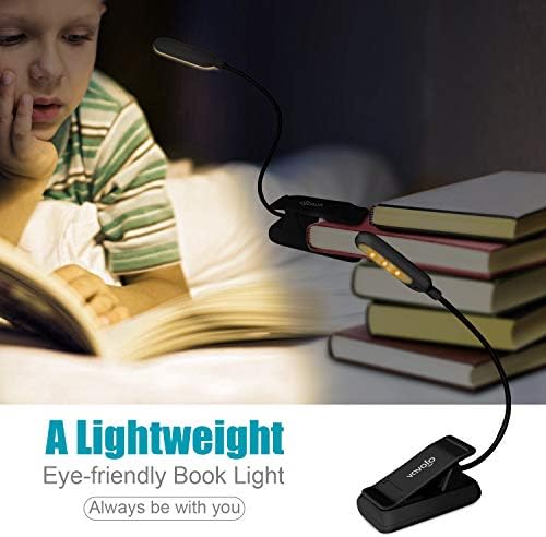 VAVOFO Clip On Rechargeable Reading Light, 7 LEDs with 3 Colortemperature 9 Brightness Levels Book Lights for Reading in Bed with Power Indicator for Bookworms (2 Pack Black)