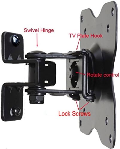 VideoSecu ML411B Adjustable Tilt Swivel Rotation TV Wall Mount Bracket for 19" to 42" LCD LED TV and Monitor (Max 44 lbs, VESA 100/75) Black 1FF (Pack of 2)