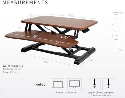 VIVO Dark Walnut 26 in Standing Desk Converter, DESK-V026KA