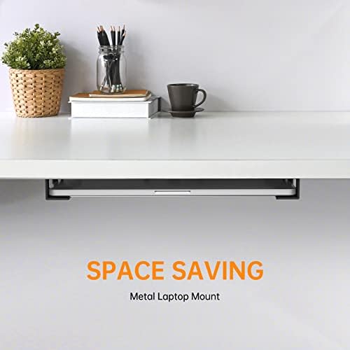 2 Pack Under Desk Laptop Mount with Anti-Scratch Felt Board, Holder Tray, Durable Shelf for Keyboard Storage