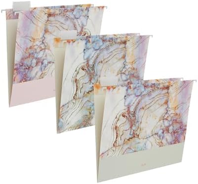 12 Pack Decorative Hanging File Folders, Marble, Letter Size