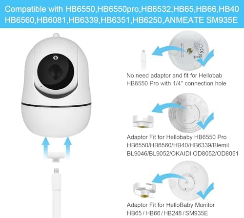 Baby Monitor Mount Compatible with HelloBaby HB6550/HB65/HB66/HB248,ANMEATE SM935E Baby Monitor Camera 15.7 inches Flexible Clip Clamp Mount Long Gooseneck Arm, Baby Monitors Holder Without Tools