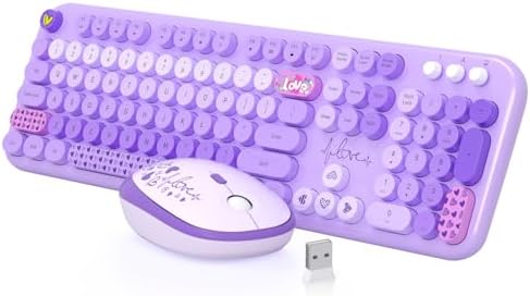 MOFII Keyboard and Mouse Wireless, 104 Keys Lovely Cute Colorful Typewriter