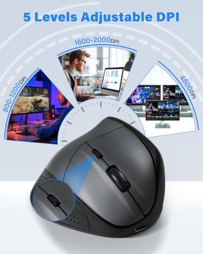 X45 Ergonomic Vertical Mouse, Bluetooth & Wireless Mice, Quiet Clicks