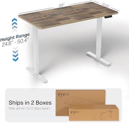 VIVO Reclaimed Wood 60 x 24 in Standing Desk, DESK-KIT-2W6P