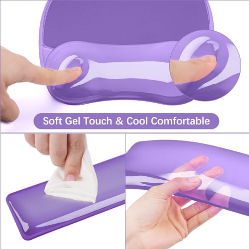 MOSISO Cooling Gel Wrist Rest Support for Mouse Pad&Keyboard Set, Purple