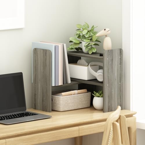 Furinno Classic Geometric Desk Organizers and Accessories, Grey Oak